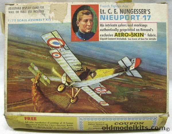 Renwal 1/72 Nieuport 17 Aeroskin Lt. C.E. Nungesser, 264-69 plastic model kit